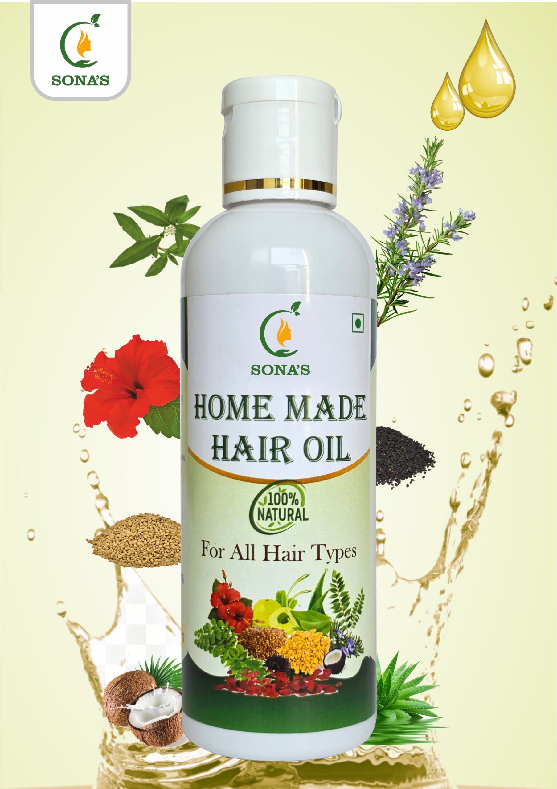 Herbal hair oil for long hair